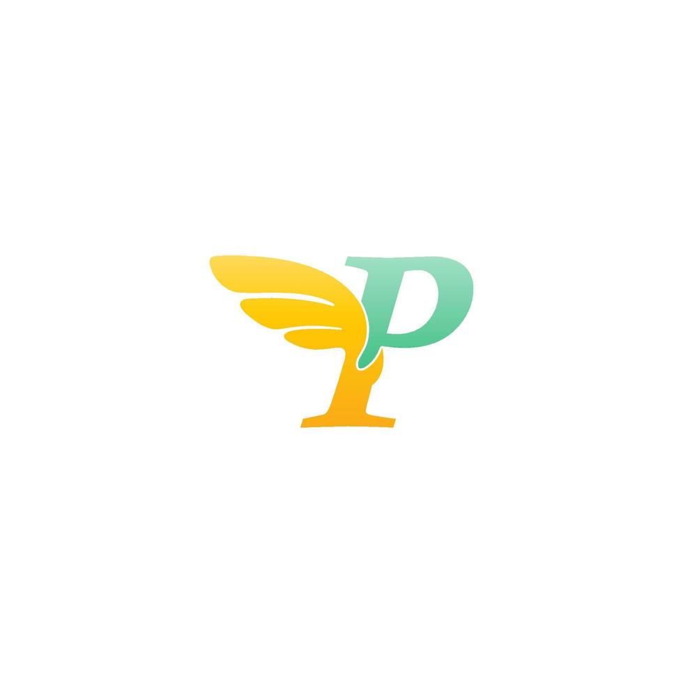 Ilustración de icono de logotipo de letra p con alas vector