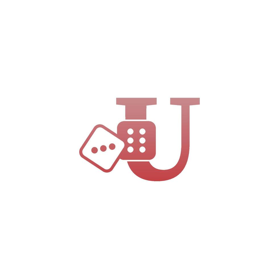 Letter U with dice two icon logo template vector