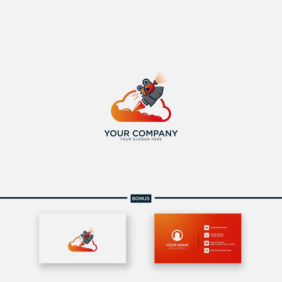 cloud and video Rocket shoot movie logo simple vector