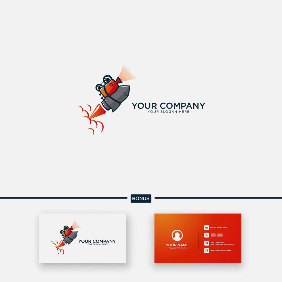 fast video Rocket shoot movie logo simple vector