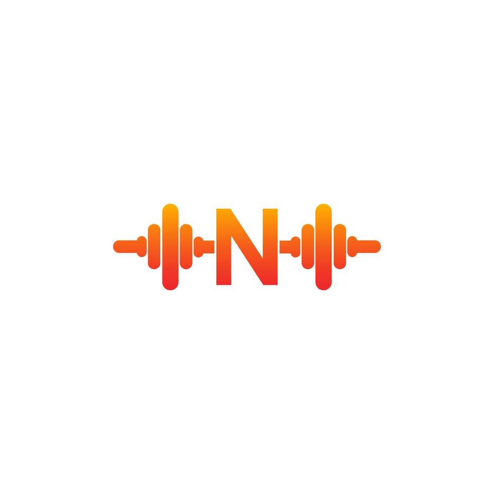 Letter N with barbell icon fitness design template illustration vector