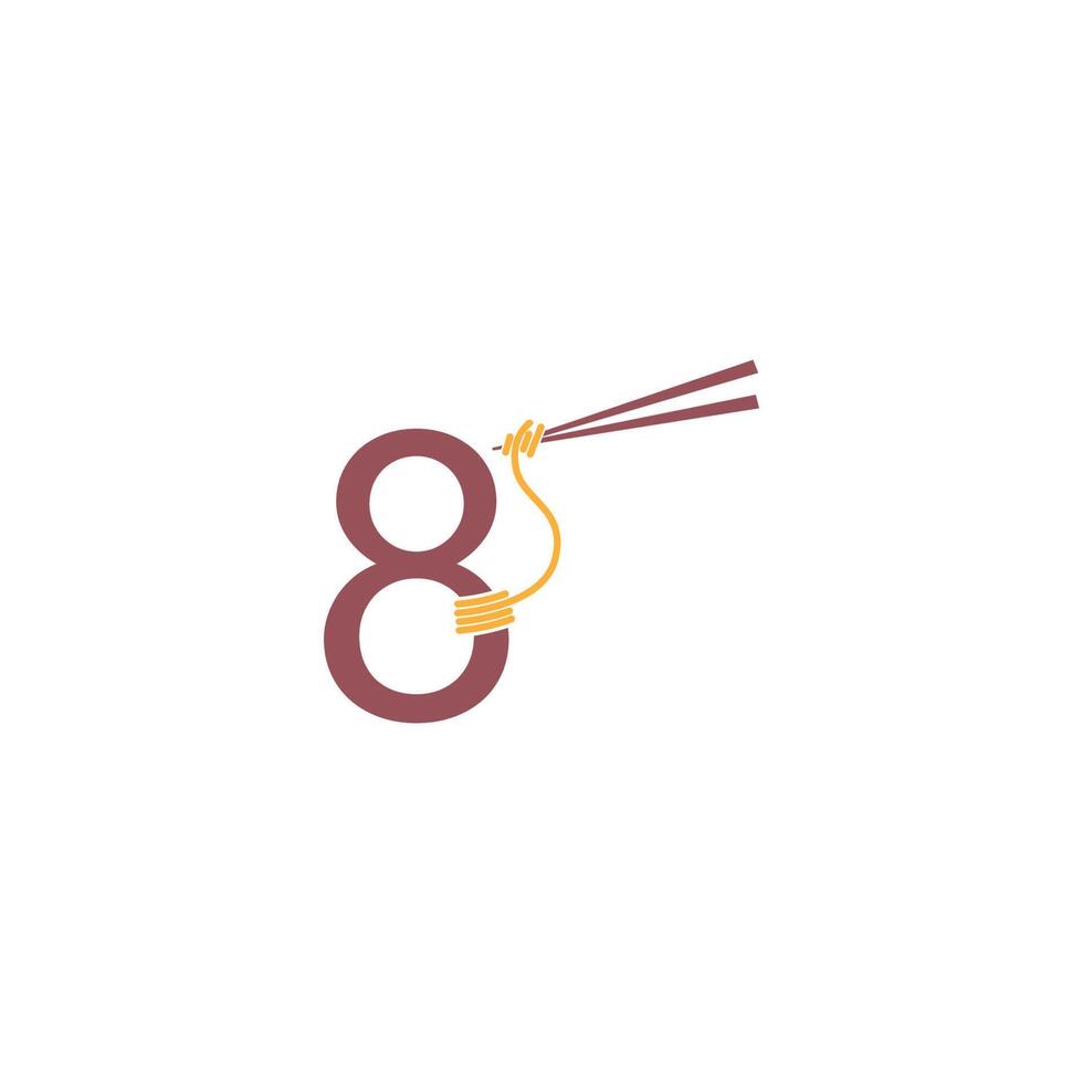 Noodle design wrapped around a Number 8 icon template vector