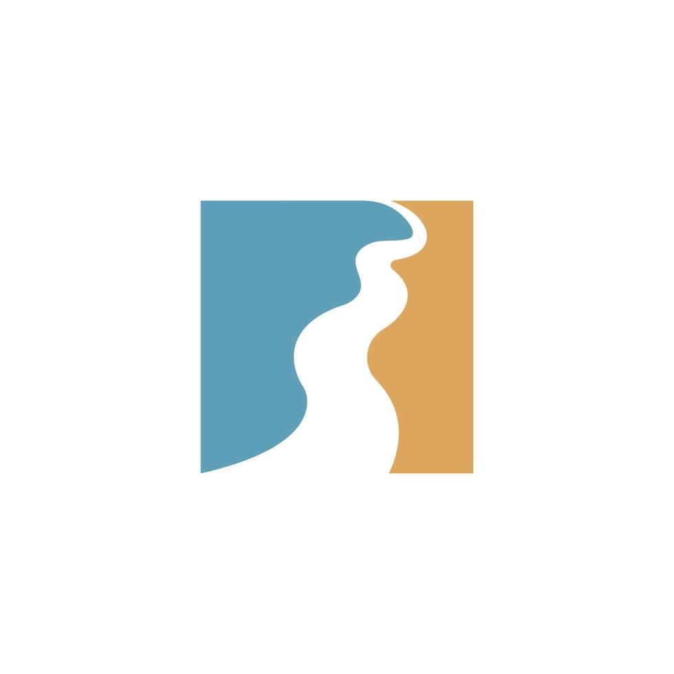 River icon logo flat design template vector