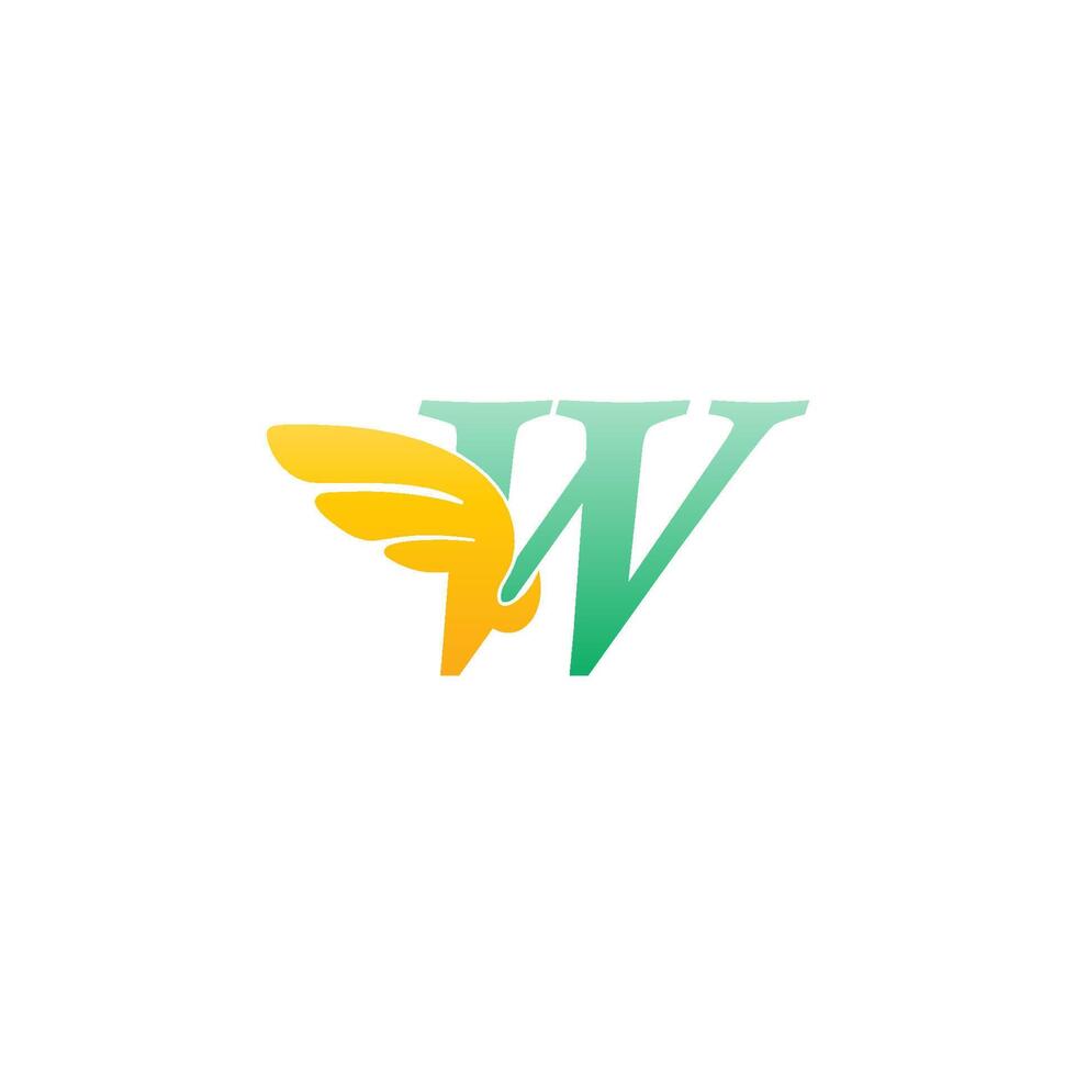 Letter W logo icon illustration with wings vector