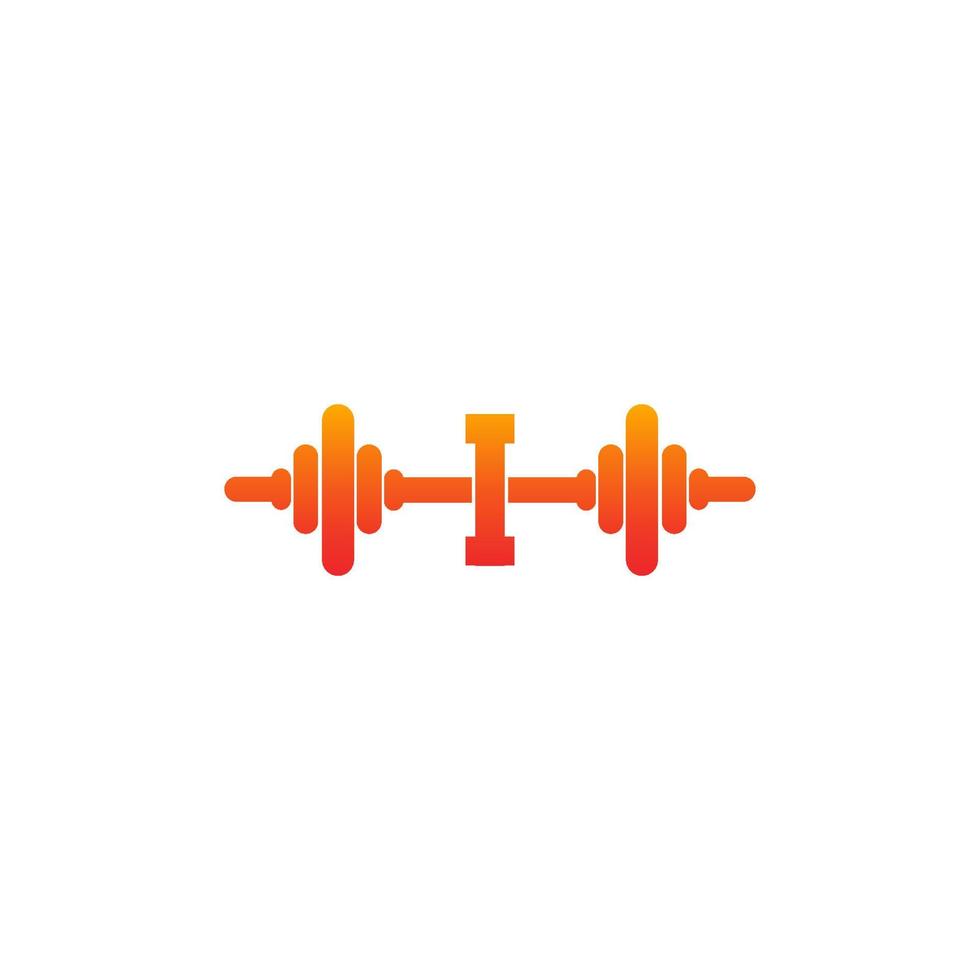 Letter I with barbell icon fitness design template illustration vector