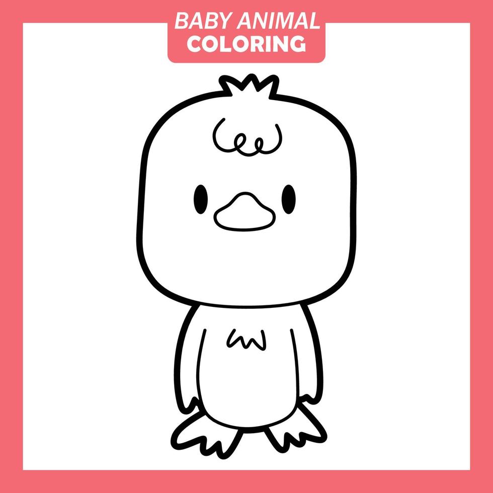 Coloring cute baby animal cartoon with Duck vector