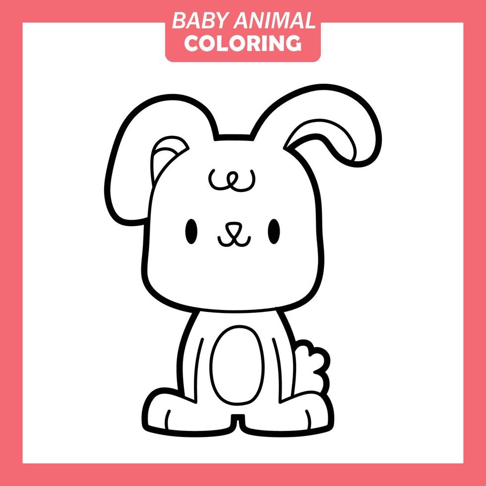 Coloring cute baby animal cartoon with Rabbit vector