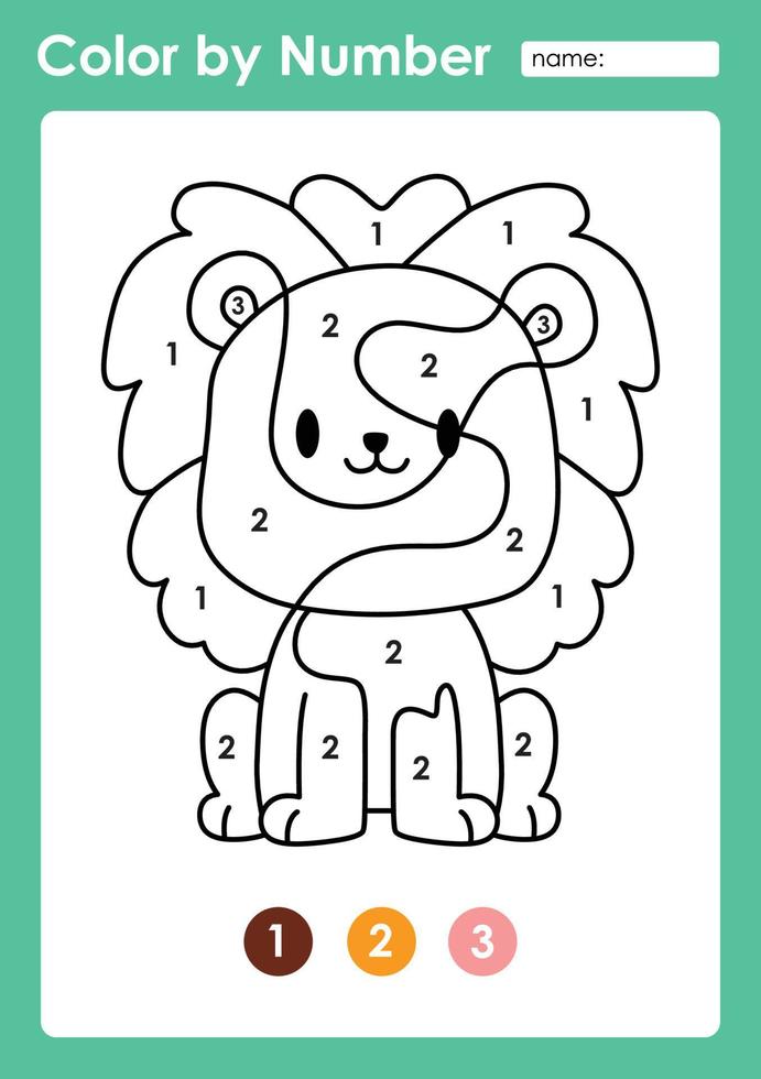 Color by number worksheet for kids learning numbers by coloring Baby Animal vector