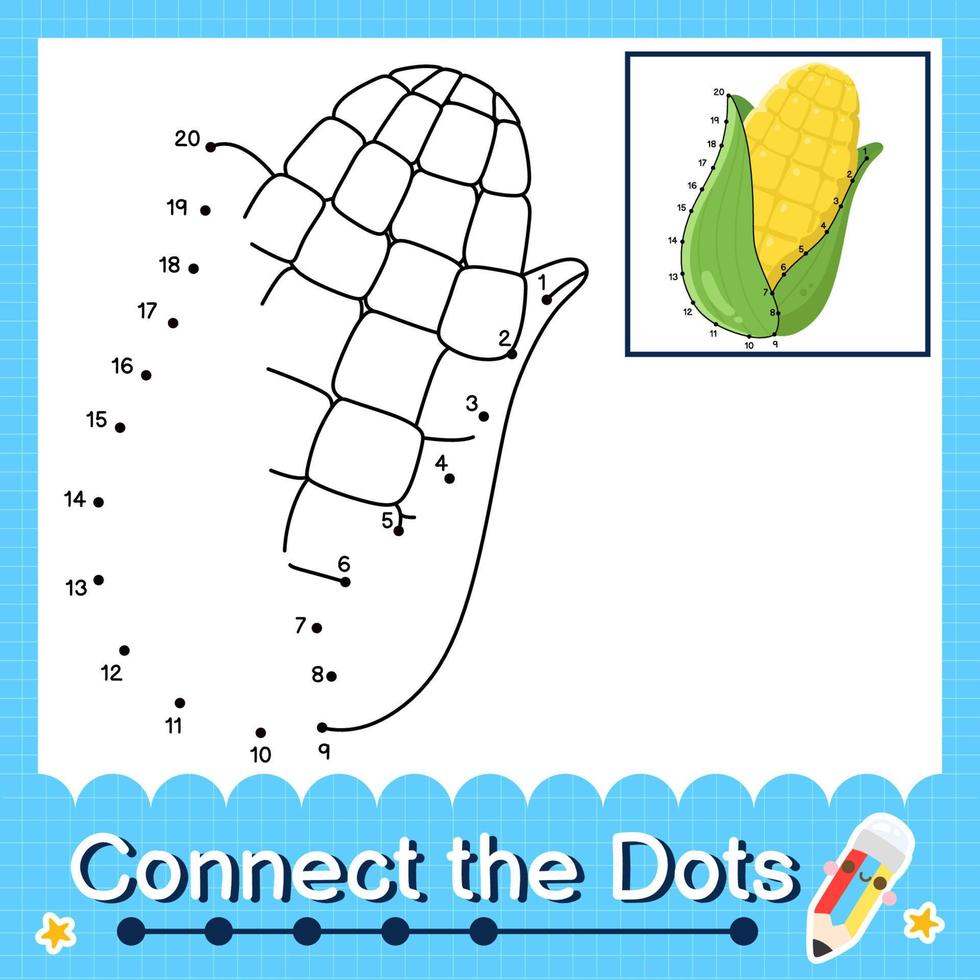 Connect the dots counting numbers 1 to 20 puzzle worksheet with Fruit illutration vector