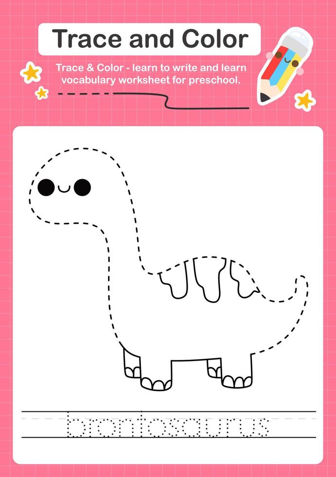 Trace and Color worksheets with the Dinosaur vector