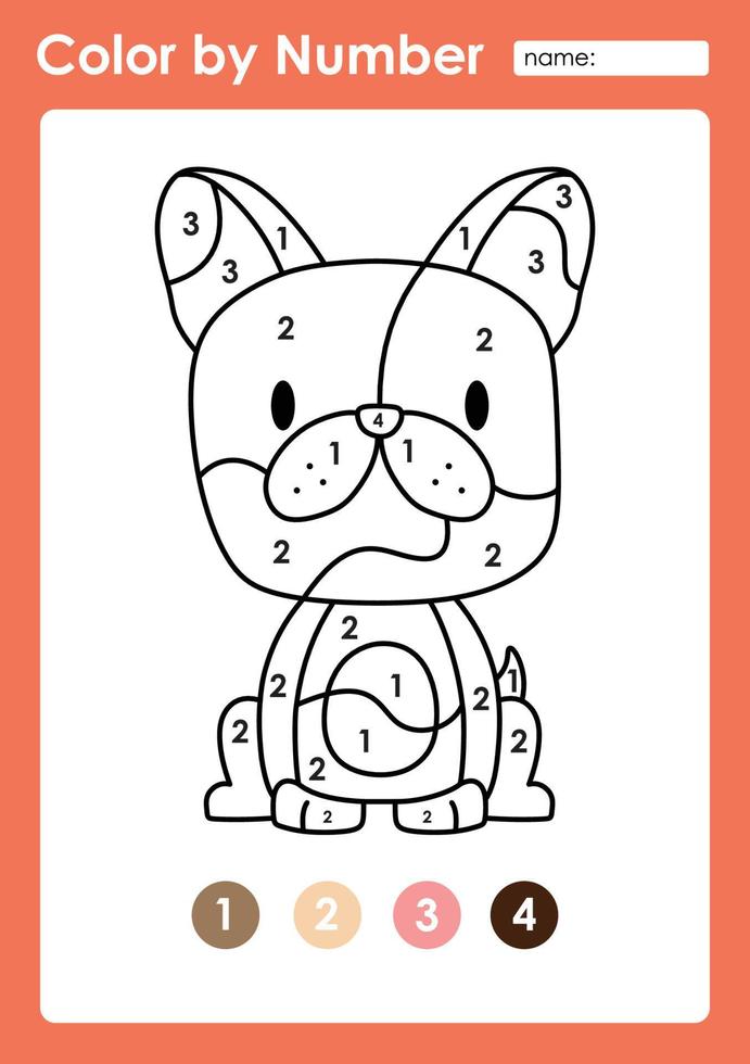 Color by number worksheet for kids learning numbers by coloring Baby Animal vector