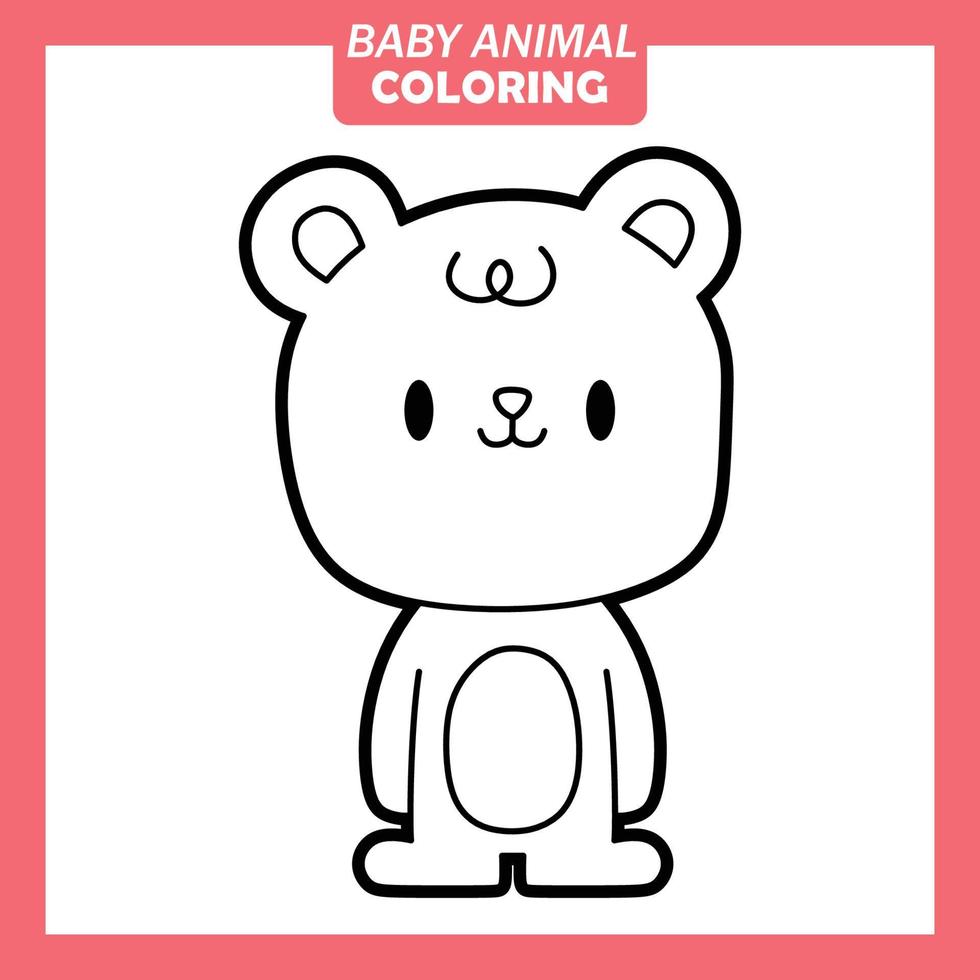 colorear lindo bebé animal dibujos animados con oso vector