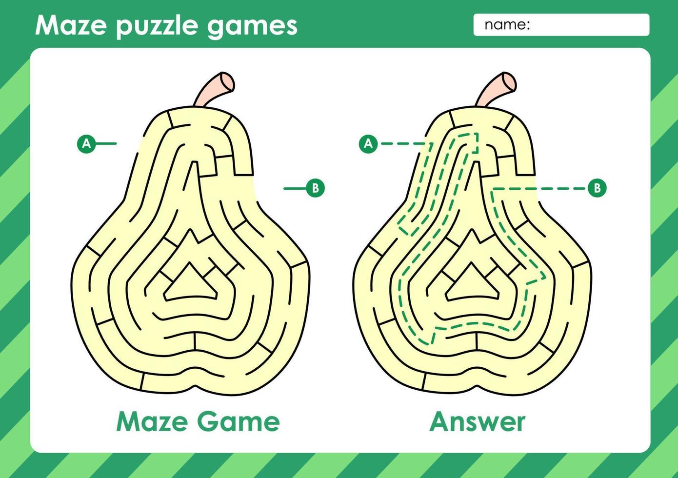 Maze puzzle games activity for kids with Fruit Design vector