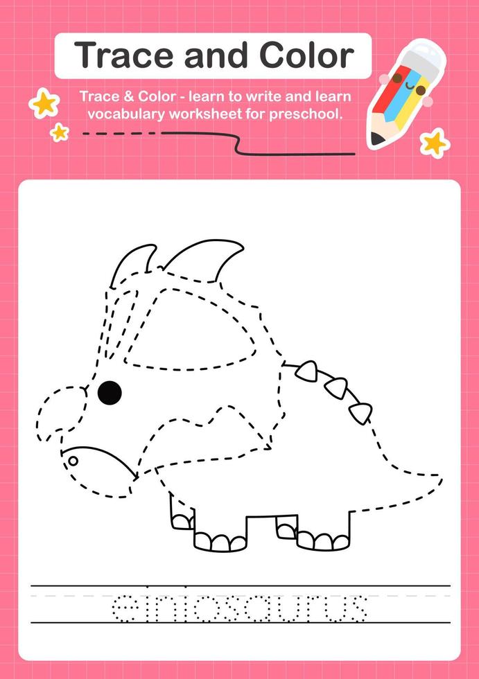 Trace and Color worksheets with the Dinosaur vector