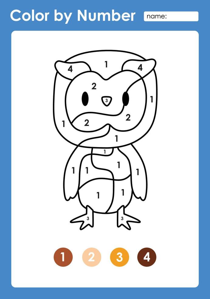 Color by number worksheet for kids learning numbers by coloring Baby Animal vector