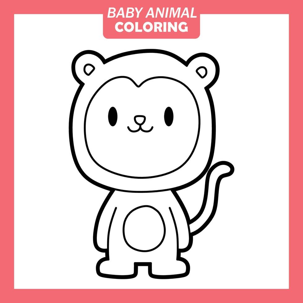 Coloring cute baby animal cartoon with Monkey vector