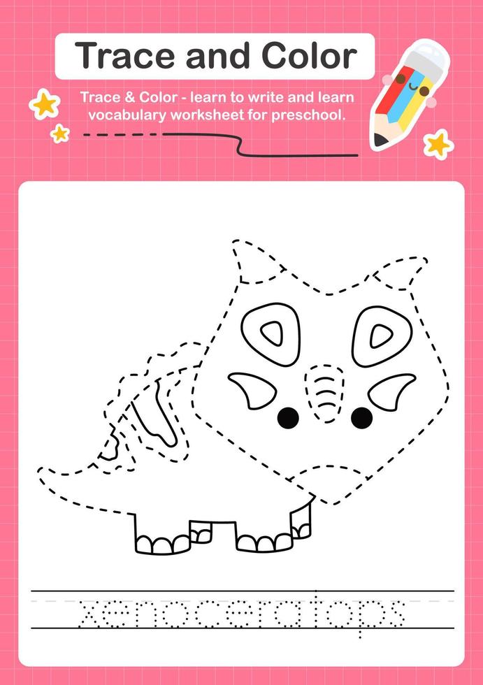 Trace and Color worksheets with the Dinosaur vector
