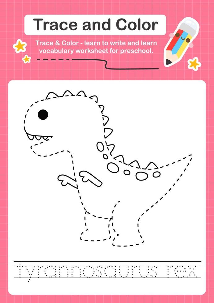 Trace and Color worksheets with the Dinosaur vector