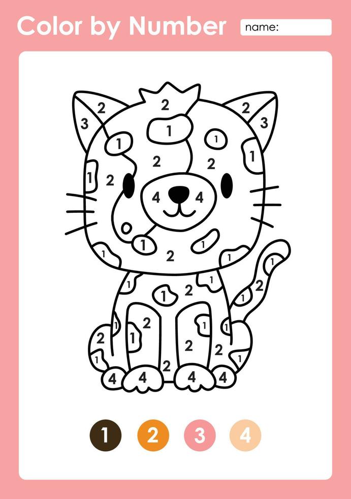 Color by number worksheet for kids learning numbers by coloring Baby Animal vector