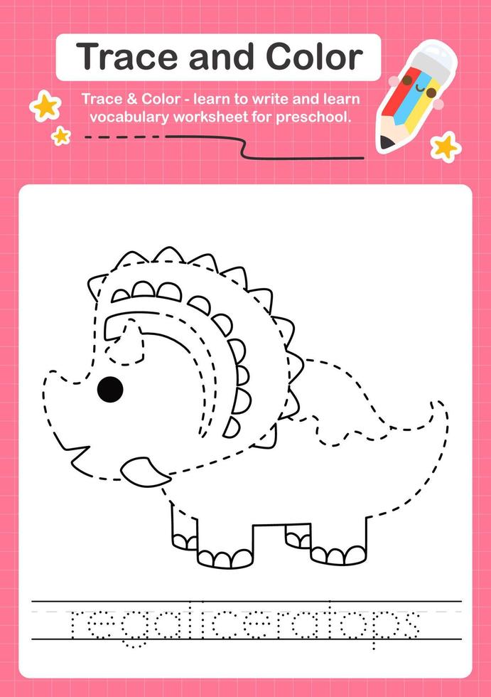 Trace and Color worksheets with the Dinosaur vector