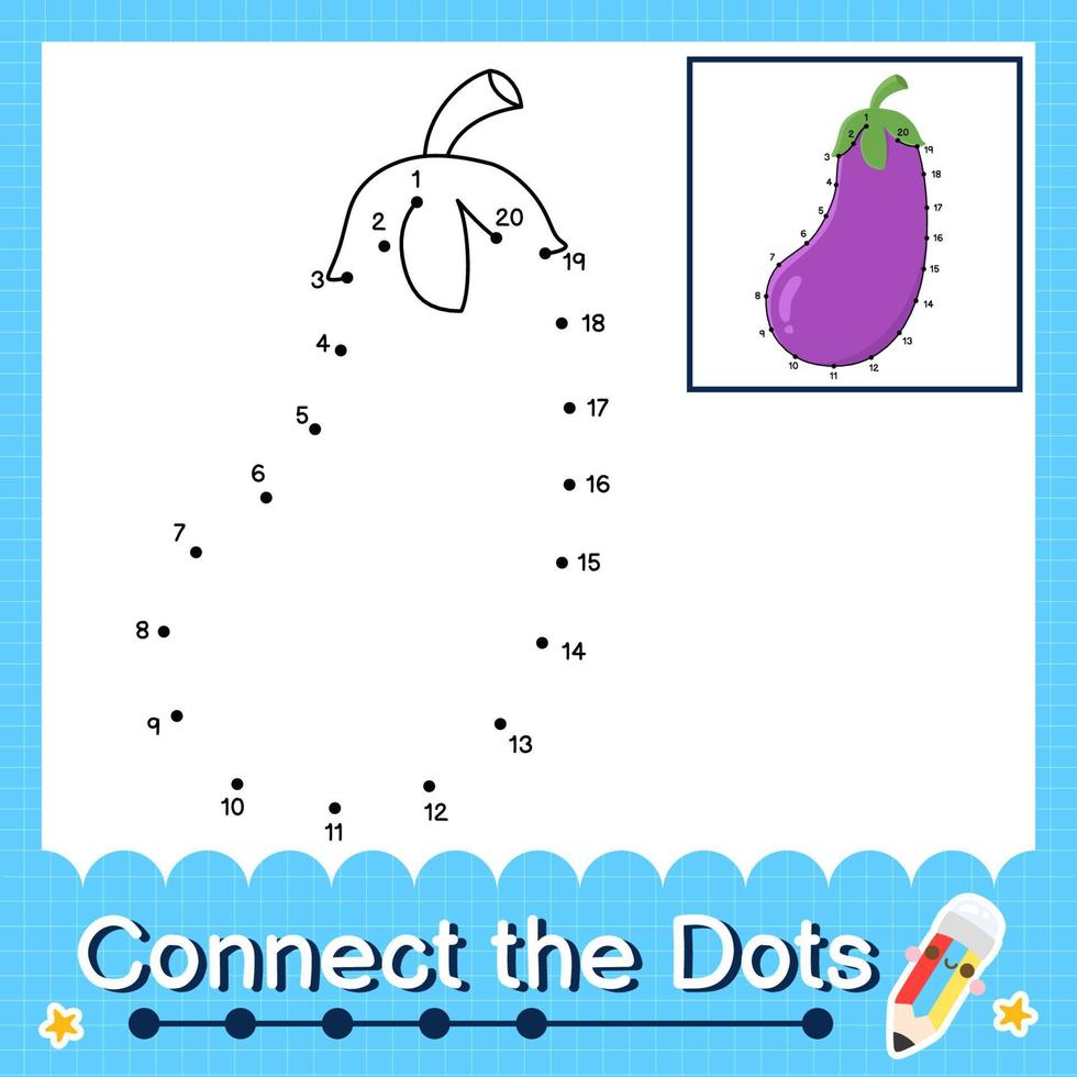 Connect the dots counting numbers 1 to 20 puzzle worksheet with Fruit illutration vector