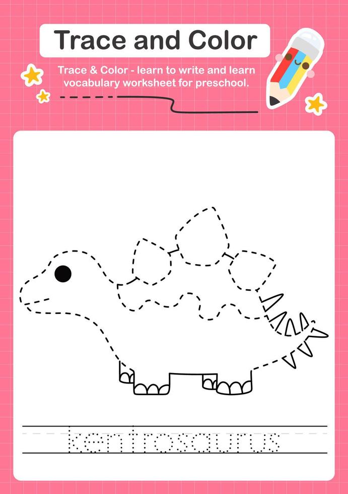 Trace and Color worksheets with the Dinosaur vector