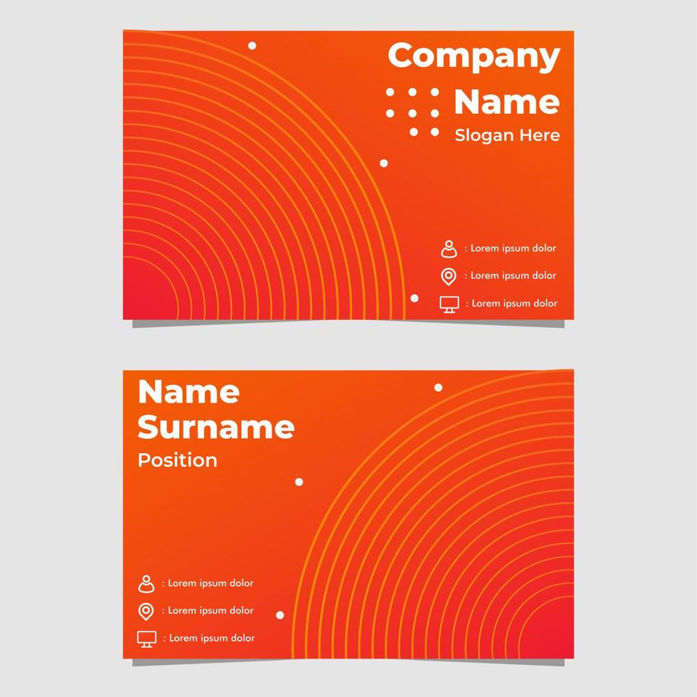 abstract orange gradient business card template vector