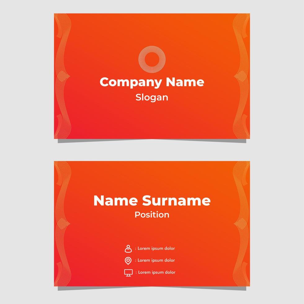 abstract orange gradient business card template vector