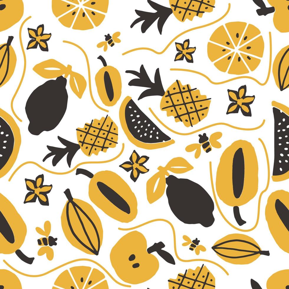 hand drawn fruit seamless pattern vector