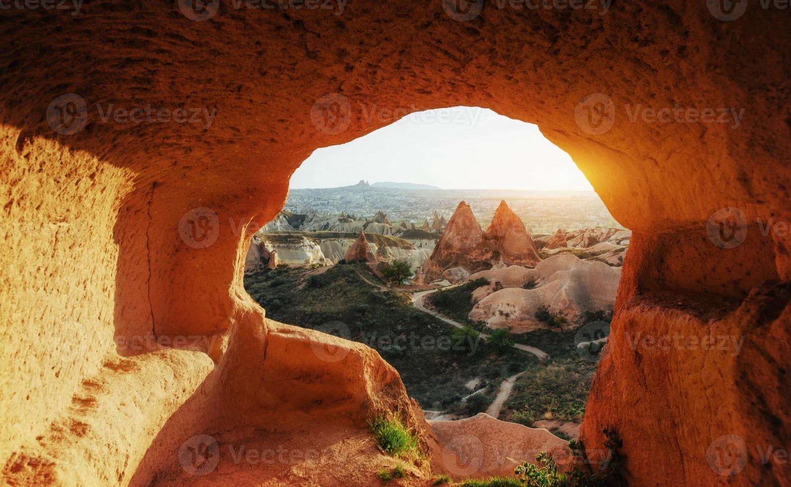 Unique geological formations in valley in Cappadocia, Central An photo