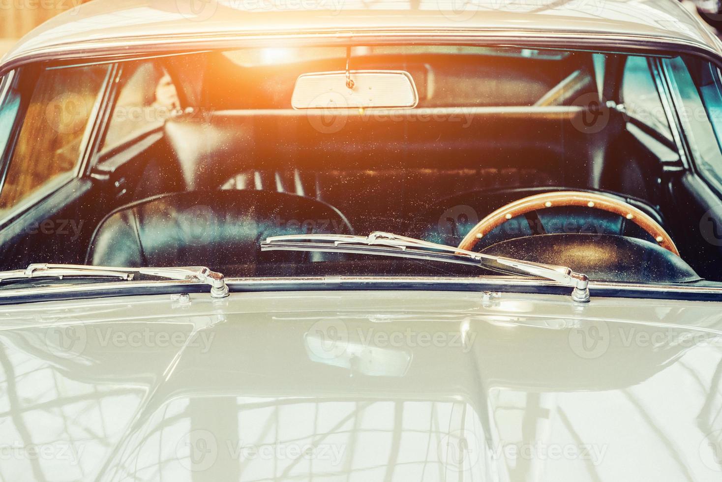 Retro interior of old automobile photo