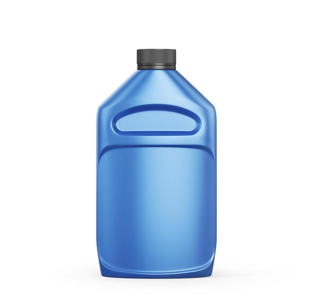 botella de productos de mantenimiento de automóviles sobre un fondo blanco. aceite, detergentes y lubricantes. ilustración 3d foto
