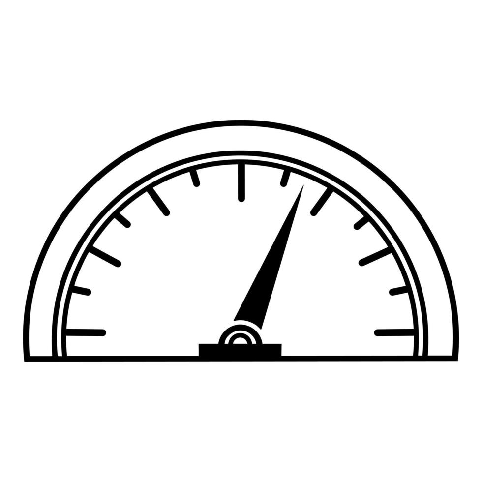 Speedometer vector icon. Hand drawn doodle illustration. Outline speed meter. Isolated black sketch on a white background.