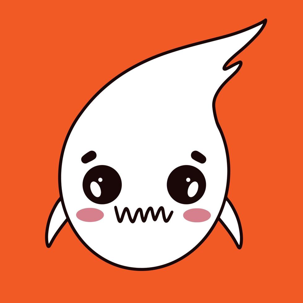 Ghost vector icon. The flying spirit is upset. A sad phantom. Tragic poltergeist. Funny monster. Isolated illustration for Halloween. Flat cartoon style.