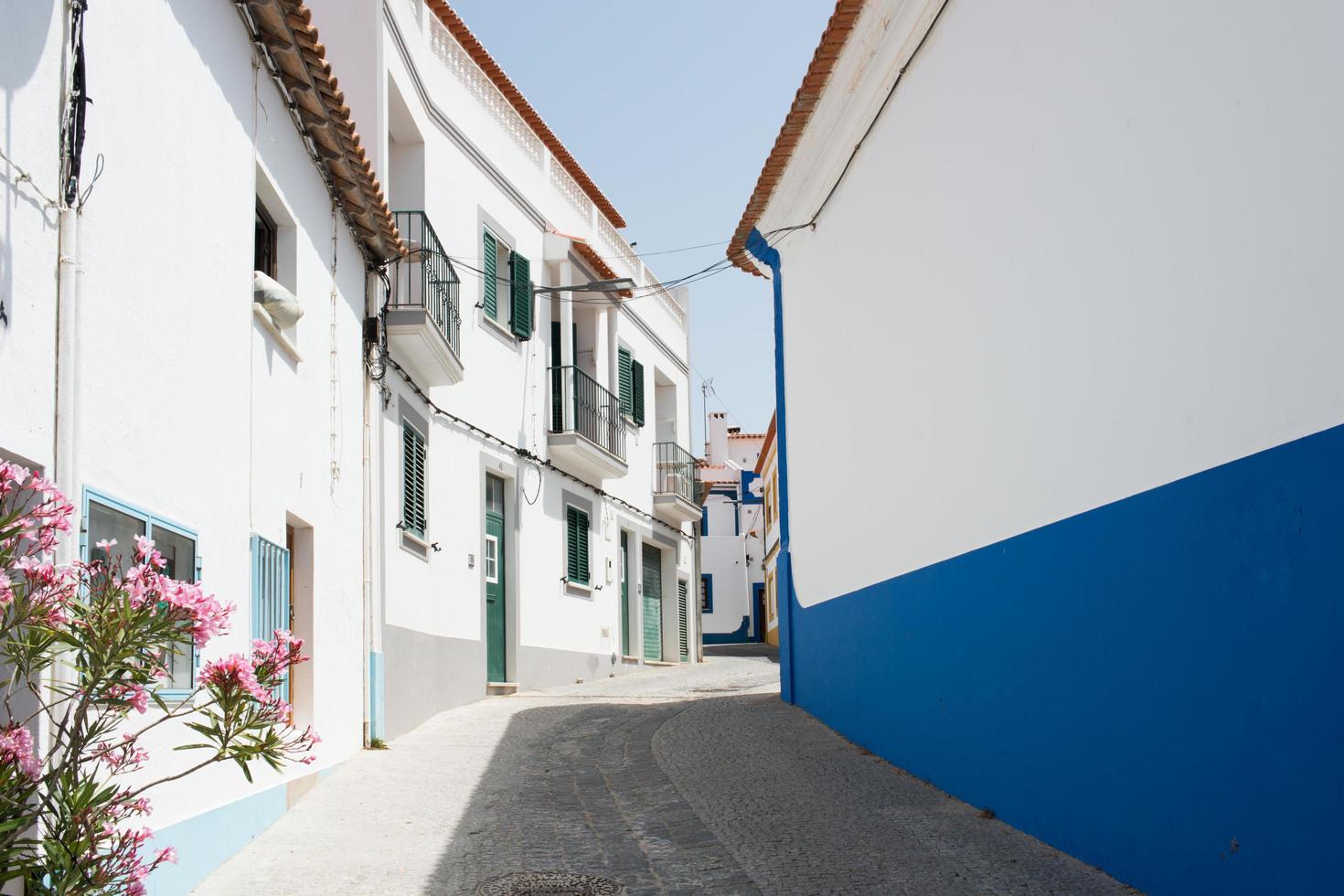 hermosa calle en vila nova de milfontes, alentejo, portugal foto