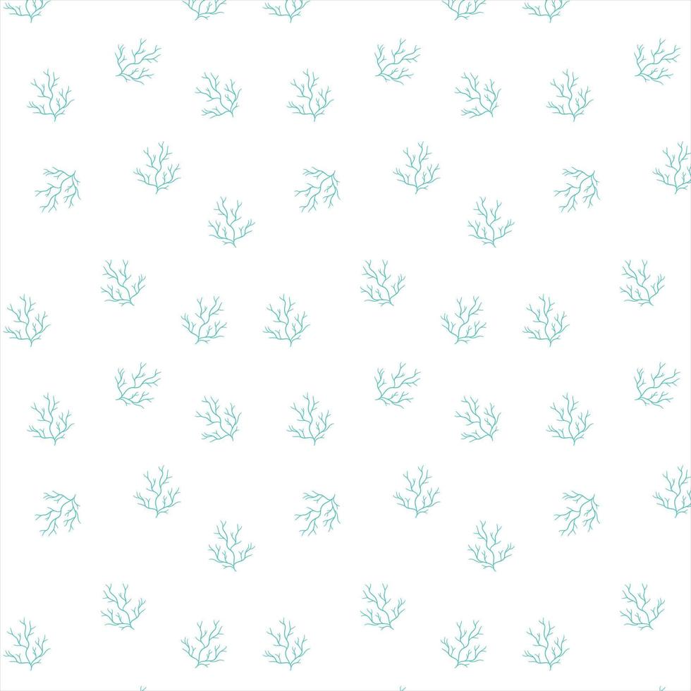 Seaweed seamless pattern of marine plants in a minimalist style. Vector background of green blue aquatic plants.