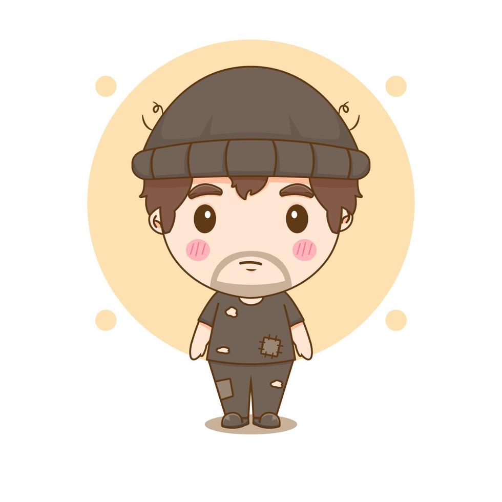 Cartoon character of Homeless Bum Poor begging money vector