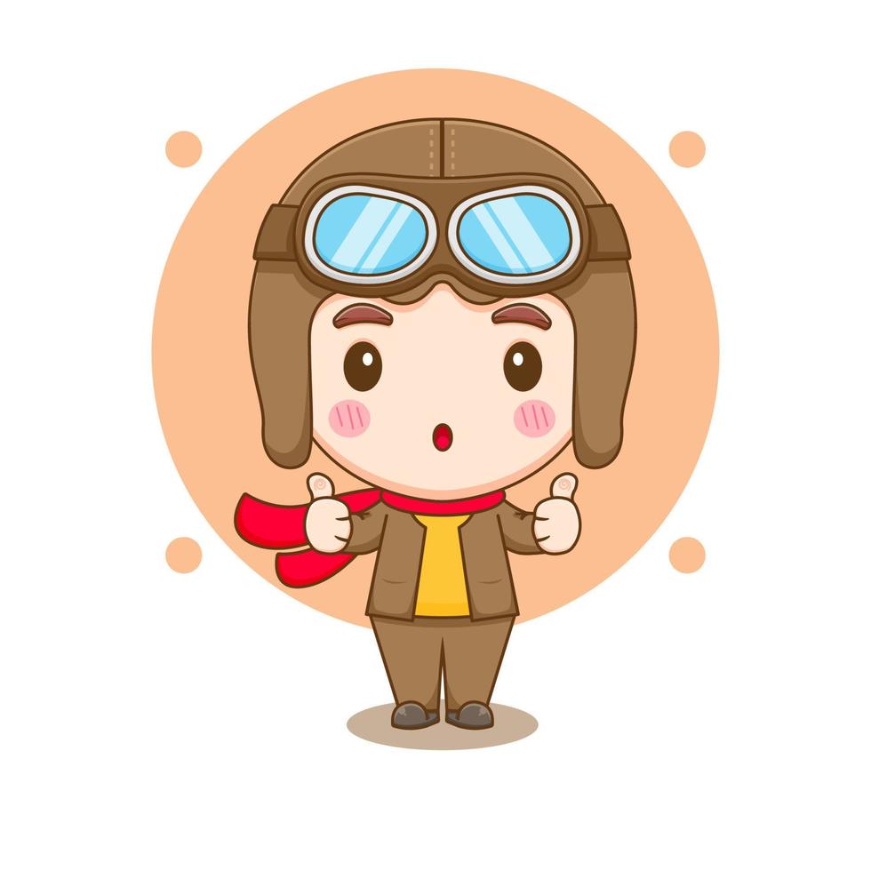 Cute little boy in pilot costume cartoon illustration vector