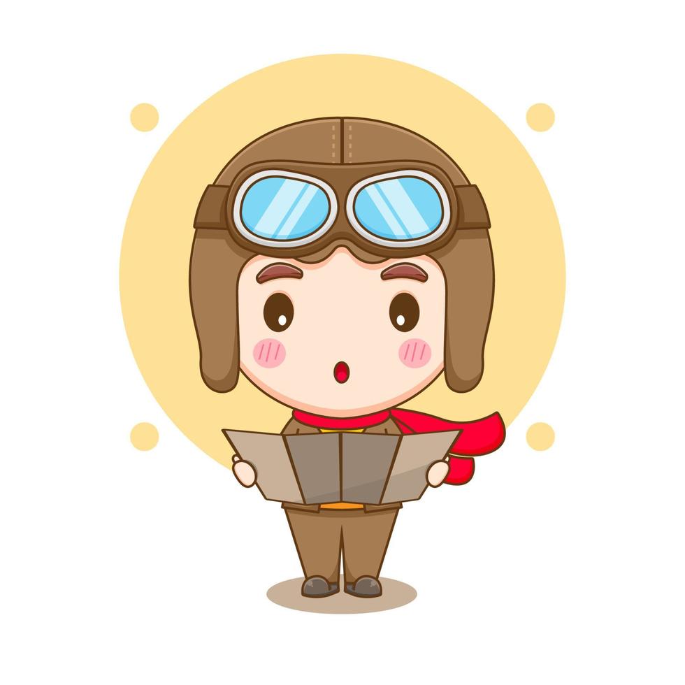 Cute little boy in pilot costume cartoon illustration vector