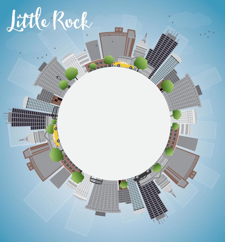 Little Rock Skyline with Grey Building, Blue Sky and copy space. vector