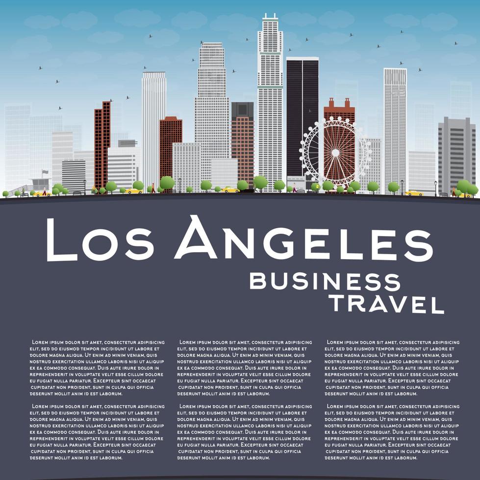 Los Angeles Skyline with Grey Buildings and copy space. vector