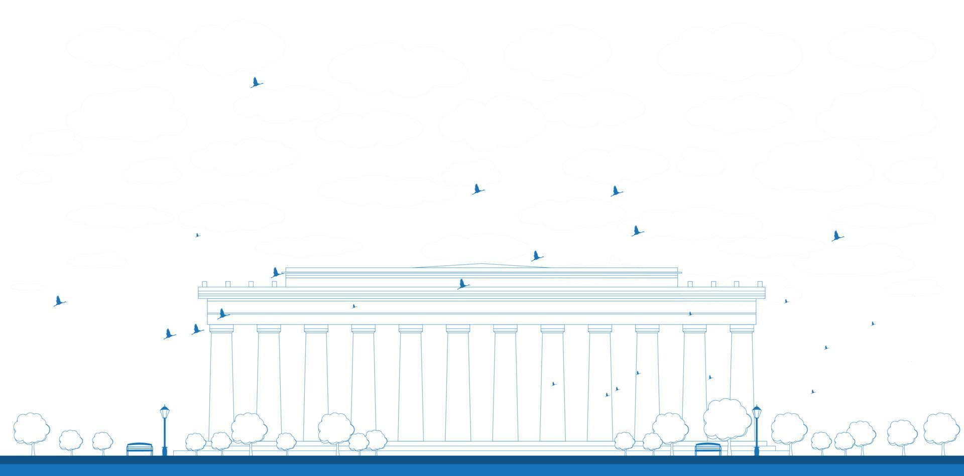 Outline Abraham Lincoln Memorial in Washington DC USA. vector