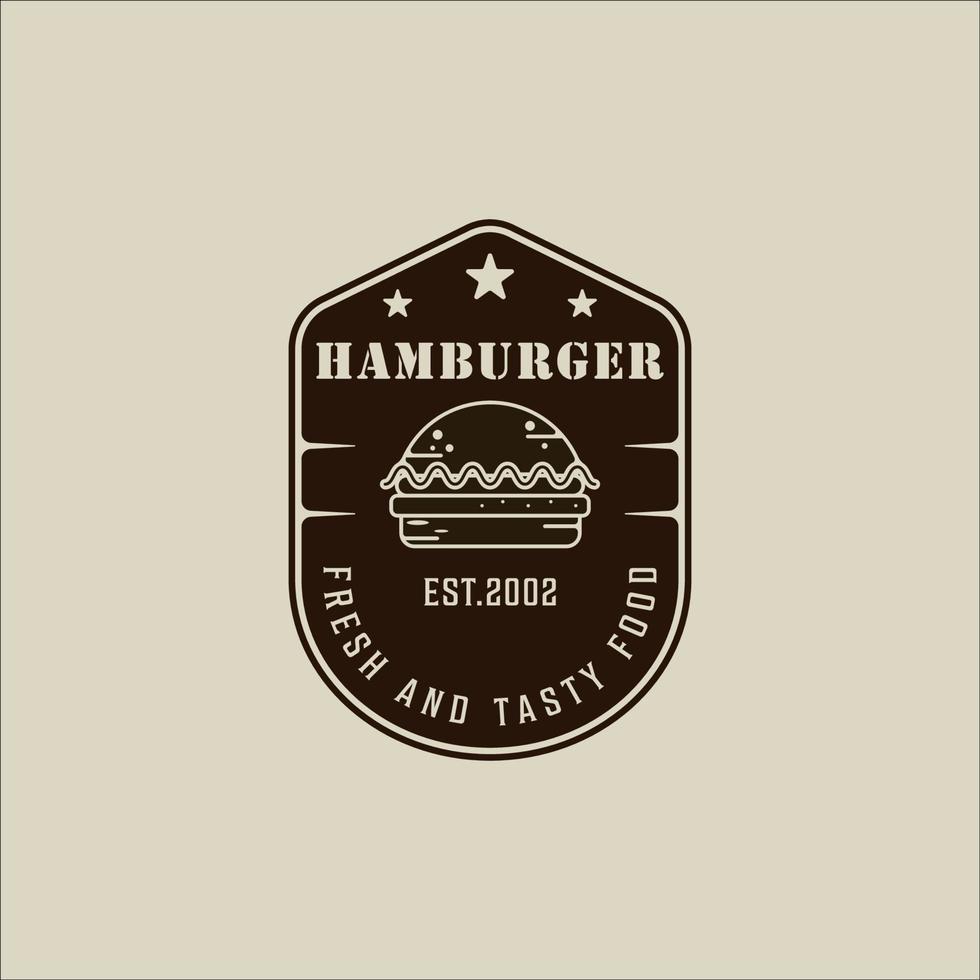 hamburguesa o hamburguesa logotipo vintage vector ilustración plantilla icono diseño gráfico. emblema o etiqueta signo y símbolo de comida rápida