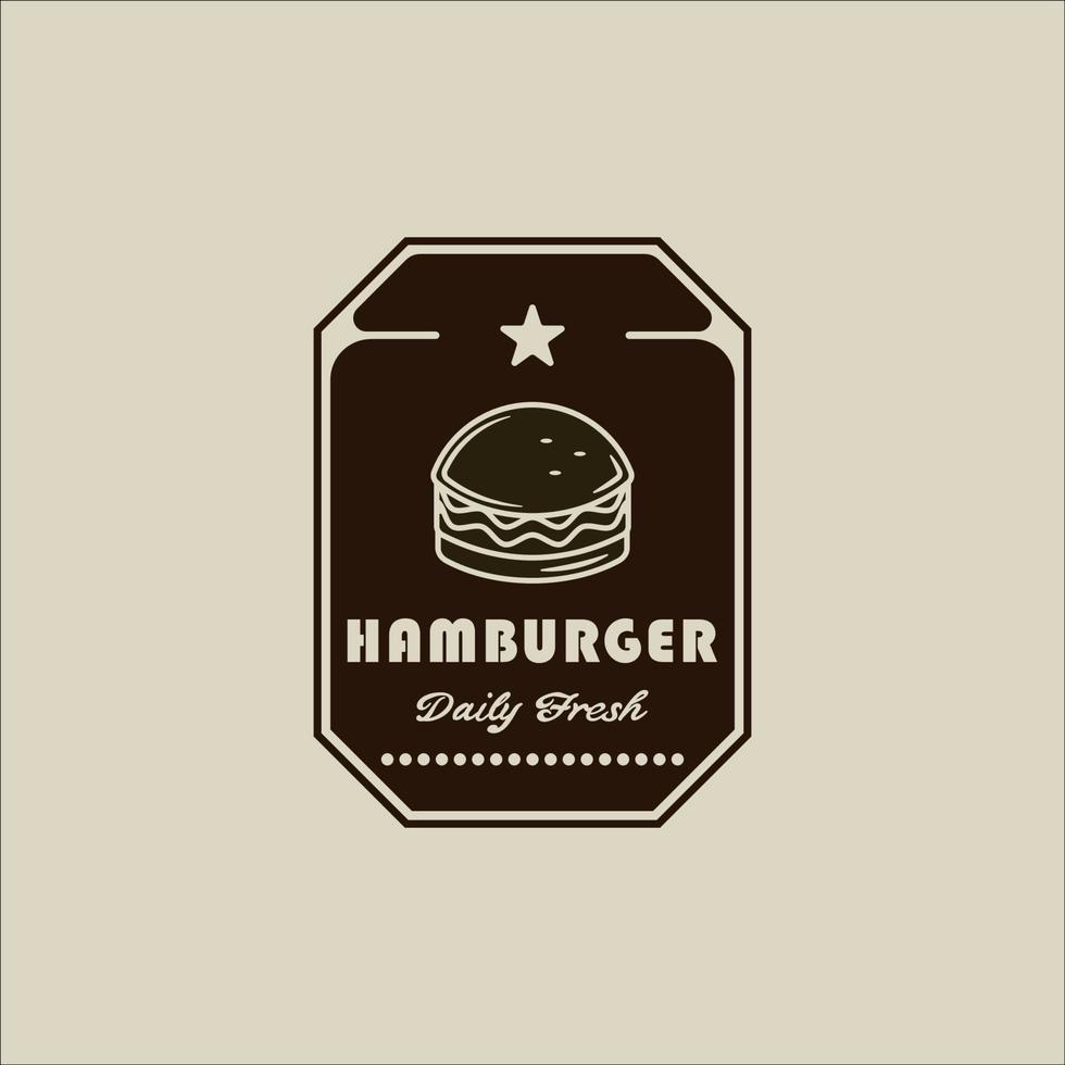 hamburguesa o hamburguesa logotipo vintage vector ilustración plantilla icono diseño gráfico. emblema o etiqueta signo y símbolo de comida rápida