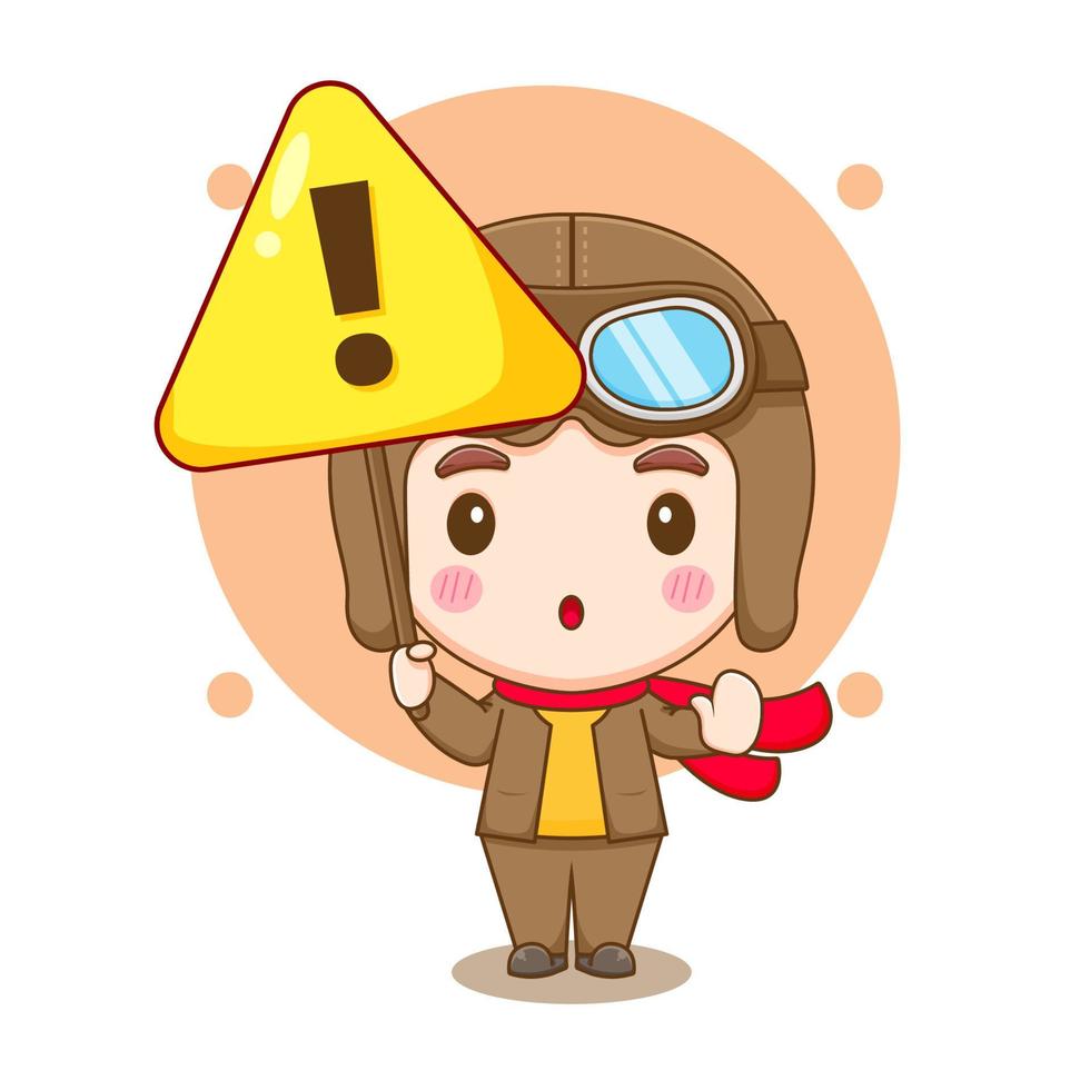 Cute little boy in pilot costume cartoon illustration vector