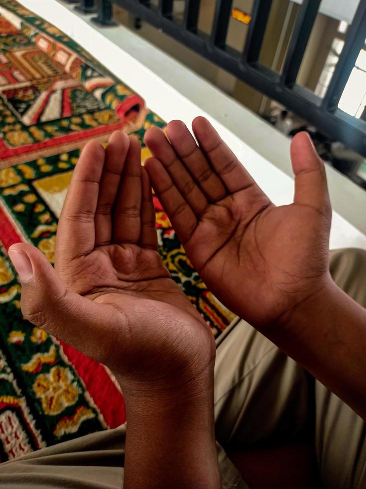 Muslim hands when praying photo