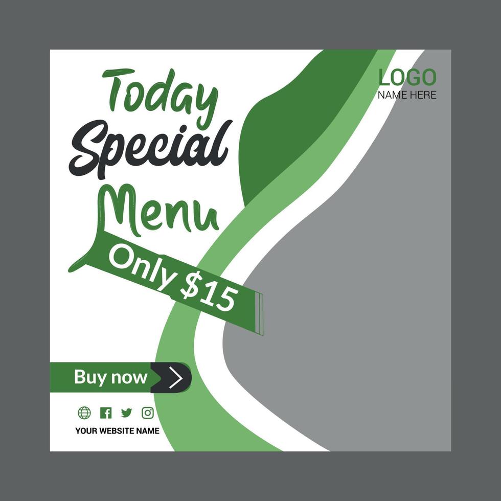 Today special food menu social media post template vector