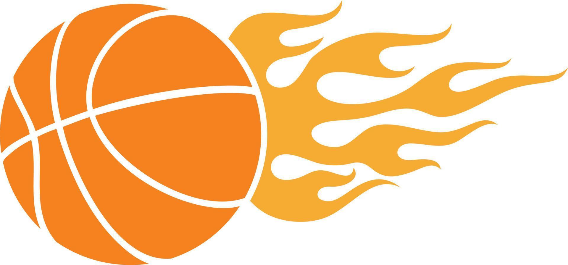 Flaming basketball ball color vector illustration