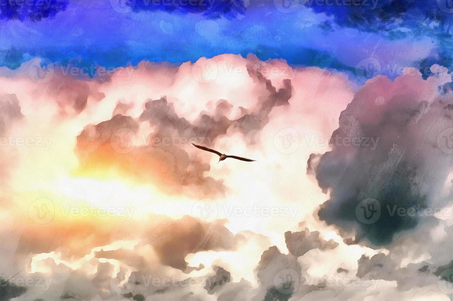 gaviota, volando en el cielo azul foto