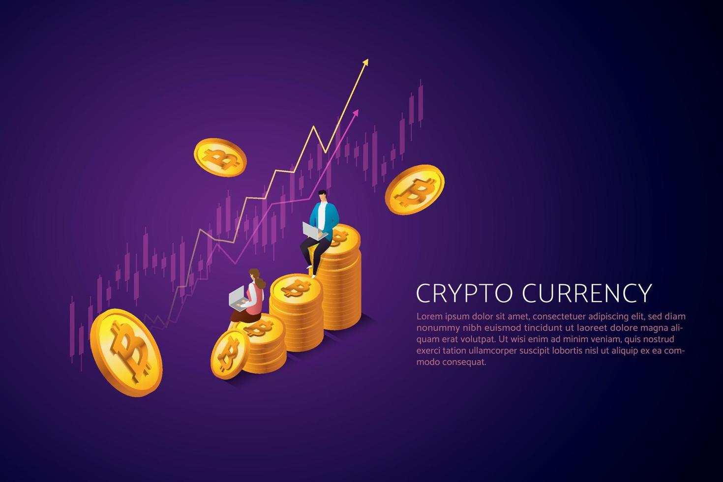 intercambio de bitcoins en la tecnología blockchain de laboratorio de computadoras. vector